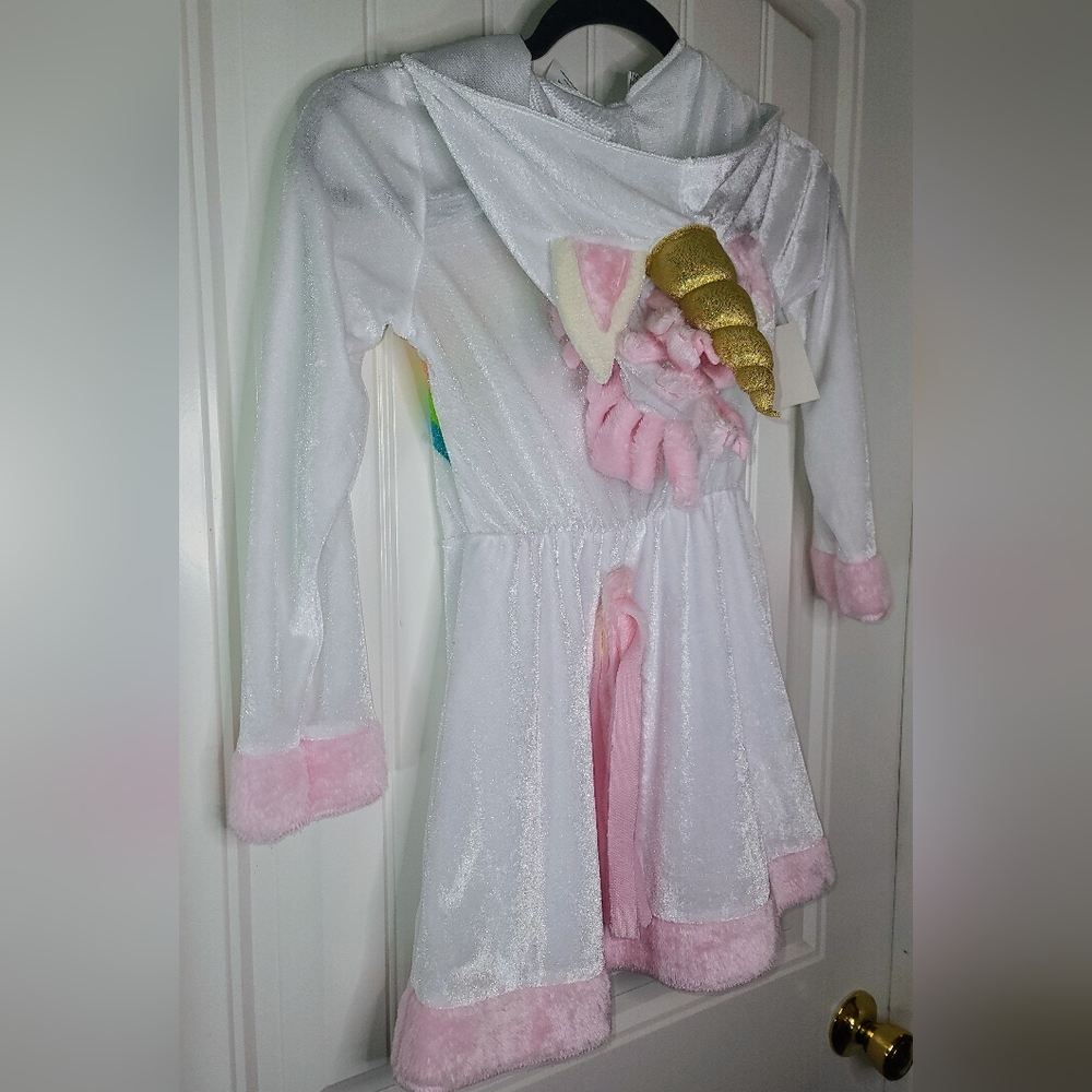 UNICORN Hooded velour dress and Boot covers Girls M 8/10 GIRLS New